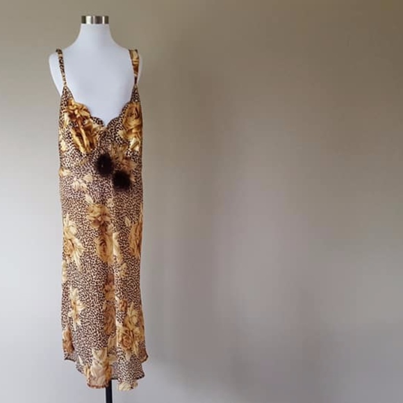 Enchanting Other - 1X Night Gown Sheer Leopard Print w/FancyFur Balls